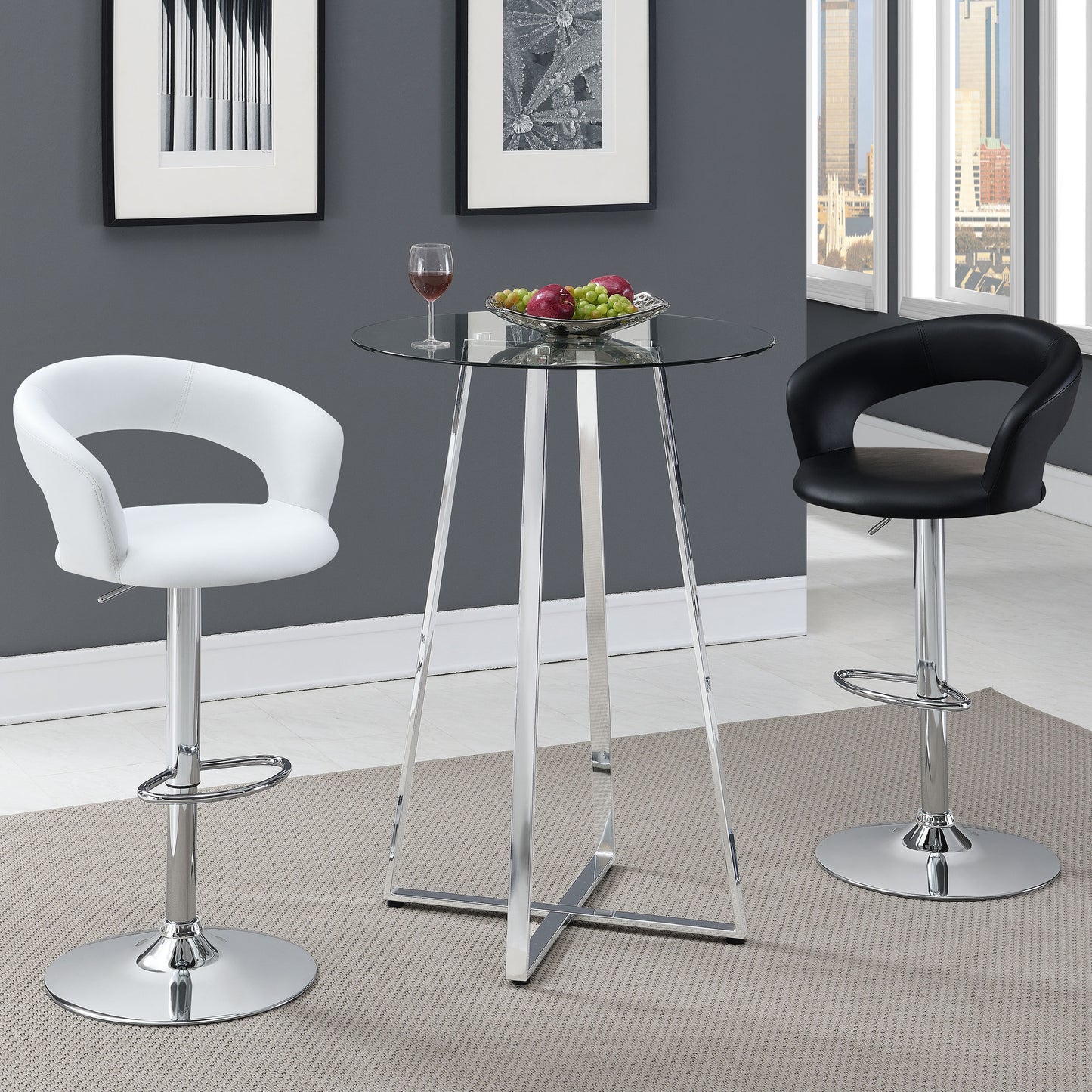 Zanella Round 30-inch Glass Top Bistro Bar Table Chrome