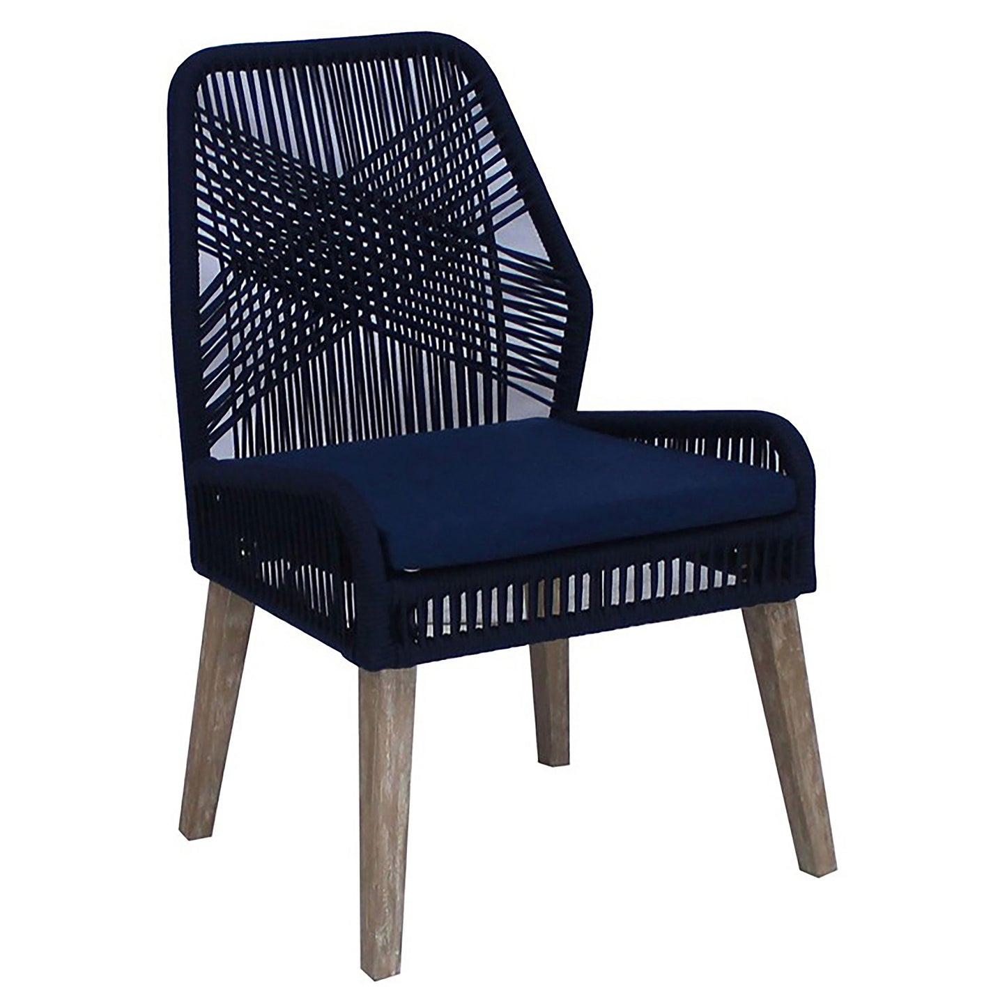 Nakia Woven Rope Dining Side Chairs Dark Navy (Set of 2)