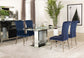 Marilyn 5-piece Rectangular Mirrored Dining Set Ink Blue