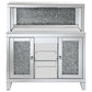 Yvaine 2-door Mirrored Acrylic Home Bar Wine Cabinet Silver