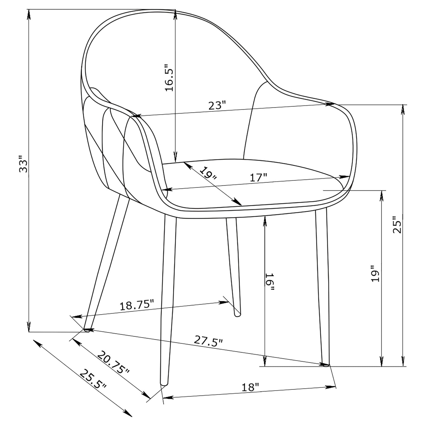 Emma Fabric Upholstered Dining Arm Chair Charcoal (Set of 2)