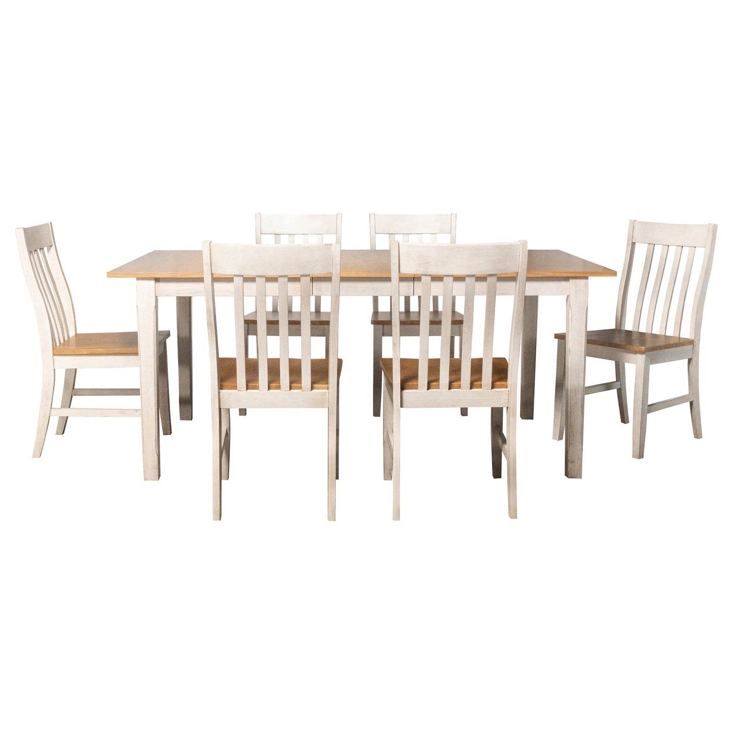 Kirby 7-piece Rectangular Dining Table Set Rustic Off White