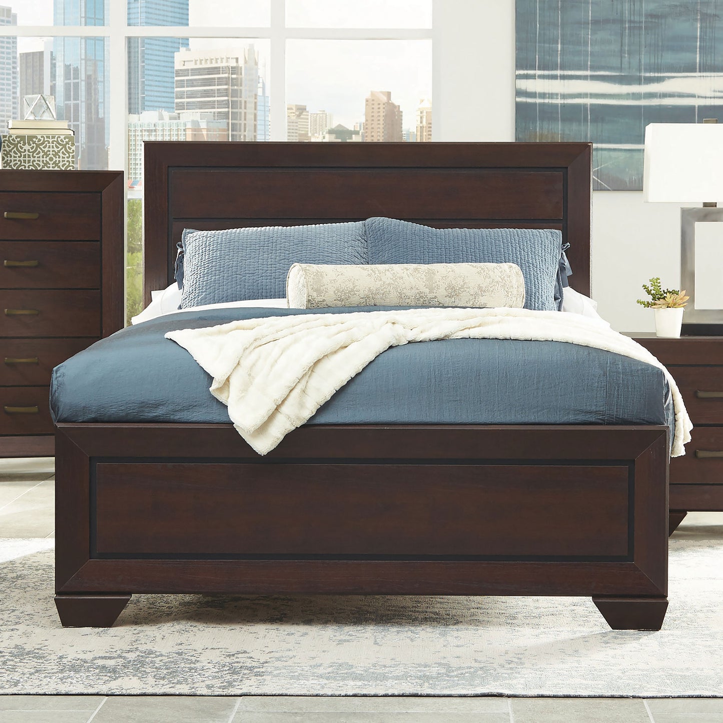 Kauffman Wood Eastern King Panel Bed Dark Cocoa