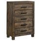 Woodmont 5-drawer Bedroom Chest Rustic Golden Brown