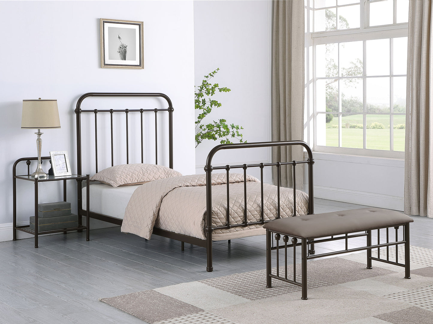 Livingston Metal Twin Open Frame Bed Dark Bronze