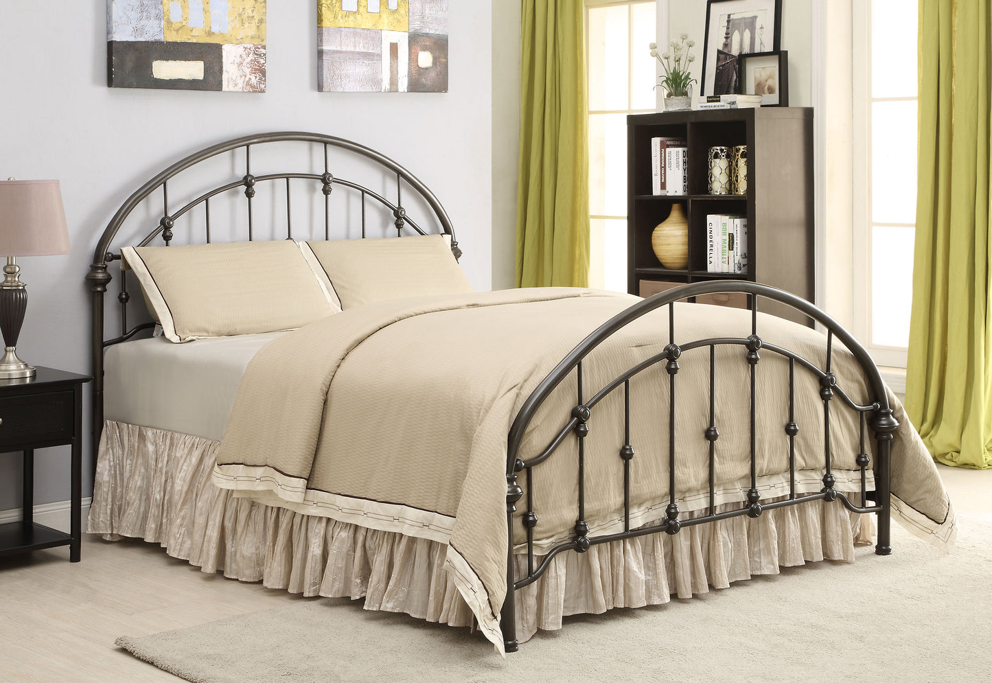 Rowan Metal Eastern King Open Frame Bed Dark Bronze