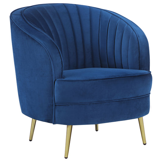 Sophia Upholstered Channel Tufted Barrel Accent Chair Blue