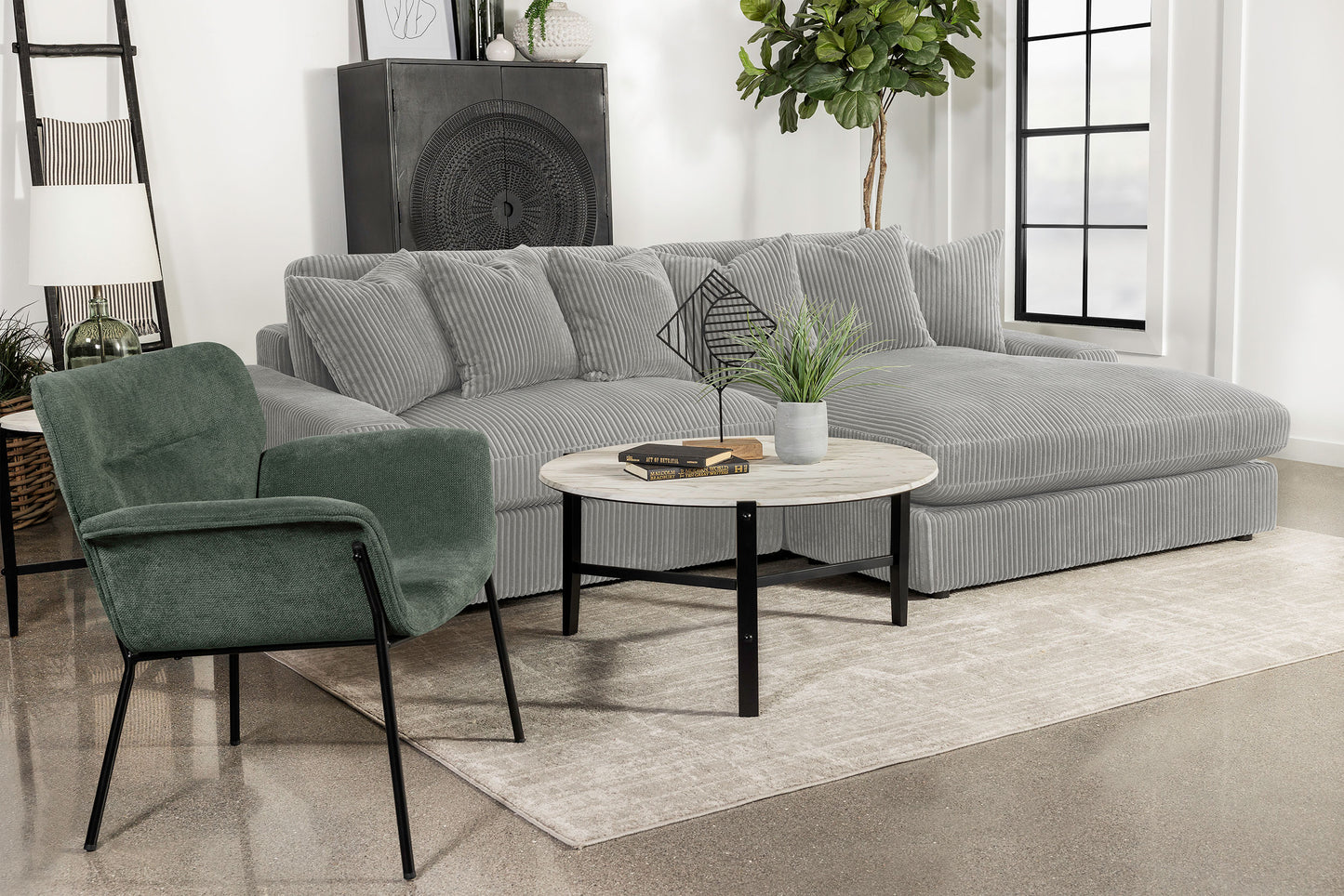 Blaine Upholstered Reversible Chaise Sectional Sofa Fog