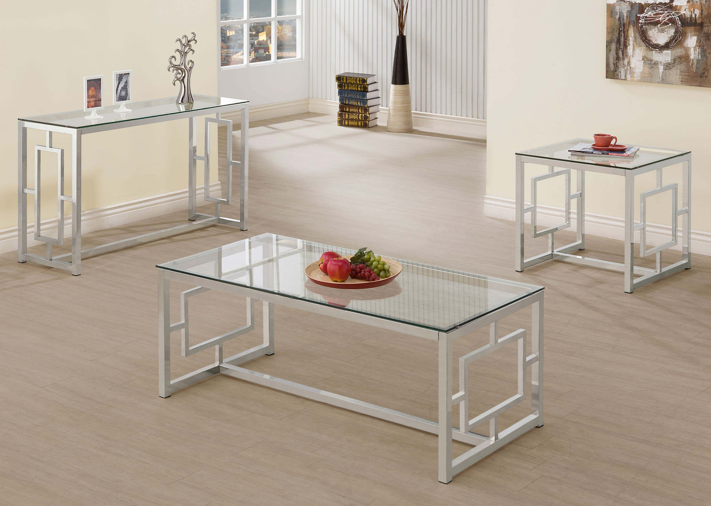 Merced Rectangular Glass Top Coffee Table Nickel