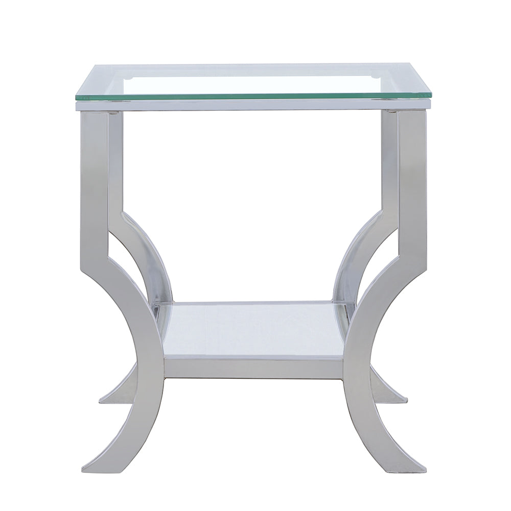 Saide Square Glass Top Side End Table Chrome