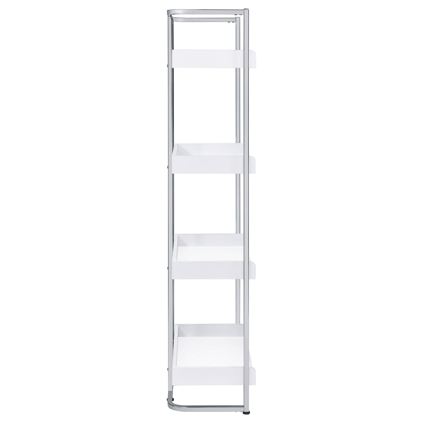 Ember 68-inch 4-shelf Bookshelf White High Gloss and Chrome