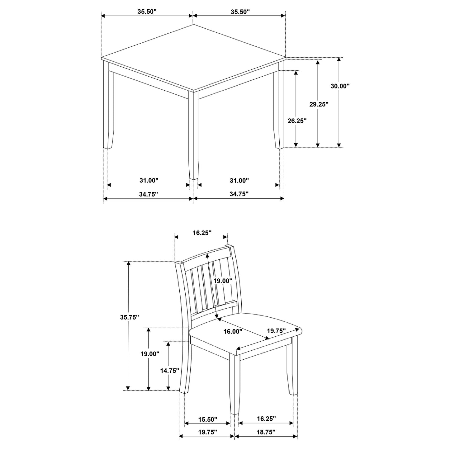 Parkwood 5-piece Square Dining Table Set Charcoal