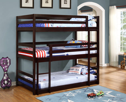 Sandler Wood Twin Triple Bunk Bed Cappuccino