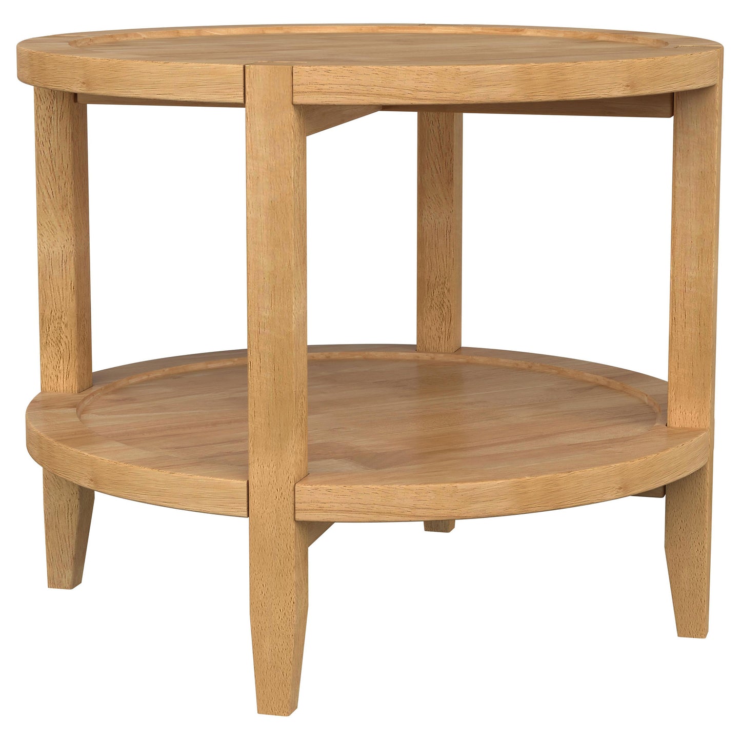 Camillo Round Solid Wood Side End Table Maple Brown