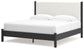 Cadmori King Upholstered Panel Bed with Mirrored Dresser and 2 Nightstands