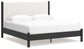 Cadmori King Upholstered Panel Bed with Mirrored Dresser, Chest and Nightstand