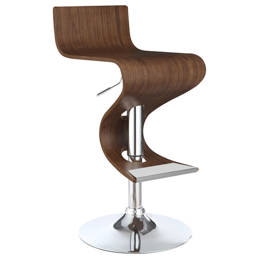 Covina Adjustable Bar Stool Walnut and Chrome