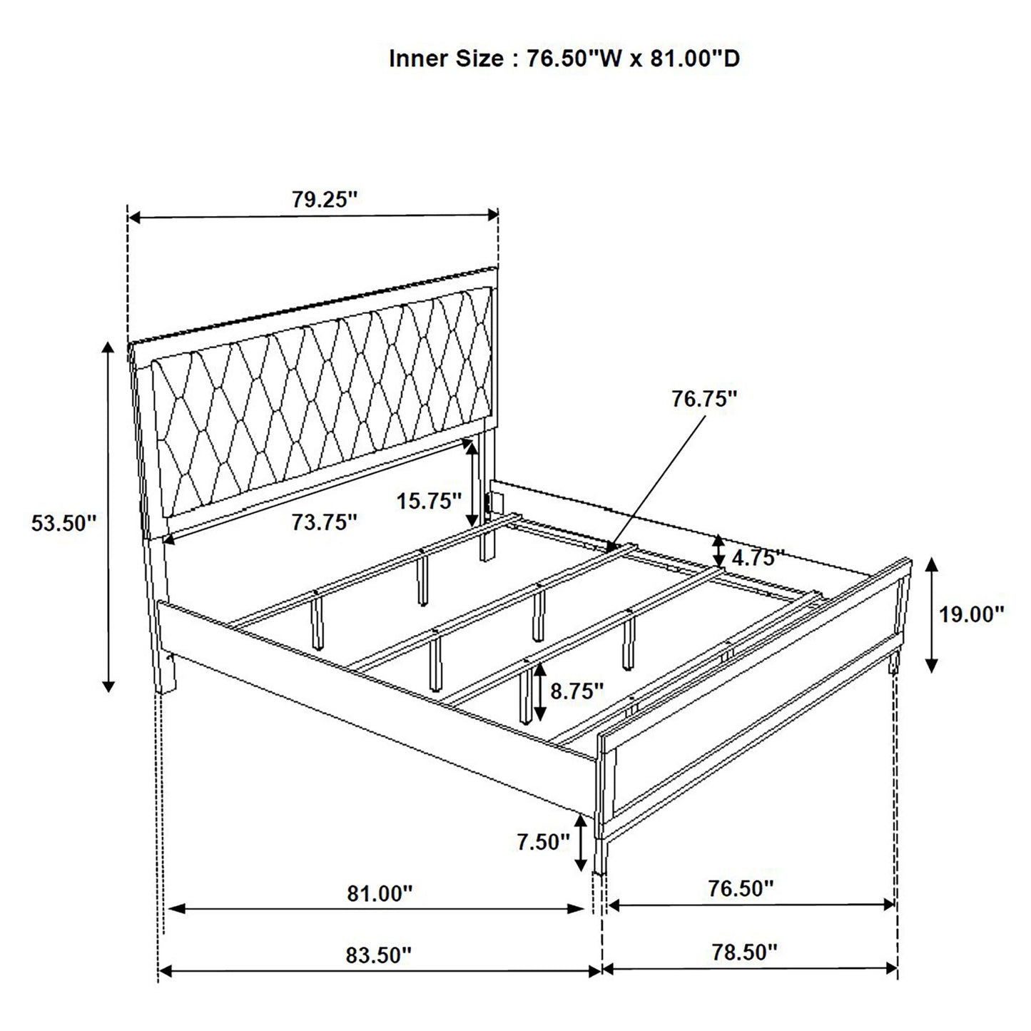 Sonora Eastern King Upholstered Panel Bed White