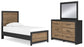 Vertani Twin Panel Bed with Mirrored Dresser