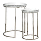 Addison 2-piece Round Mirror Top Nesting Tables Silver