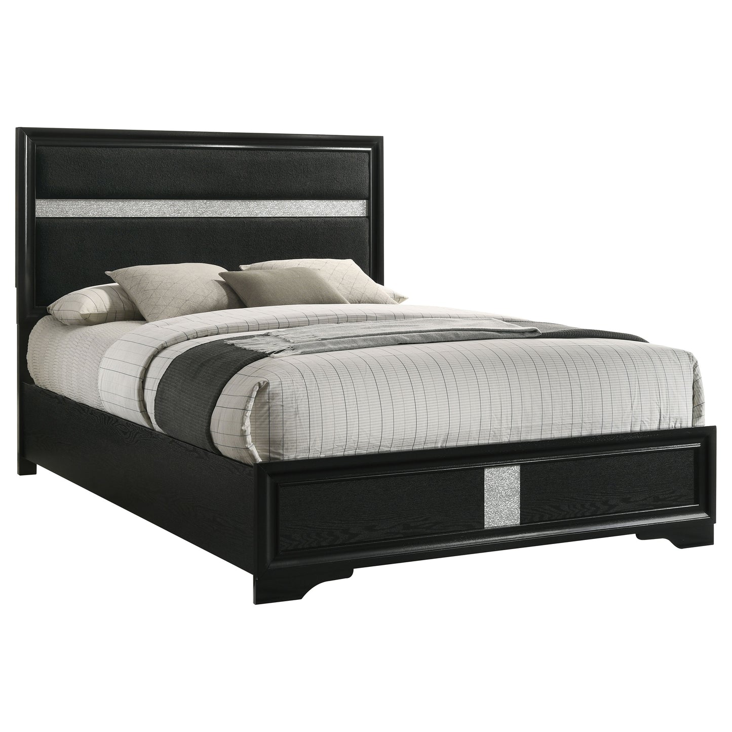 Miranda 54-inch Upholstered Eastern King Panel Bed Black