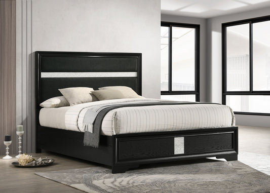 Miranda 55-inch Upholstered Queen Panel Bed Black