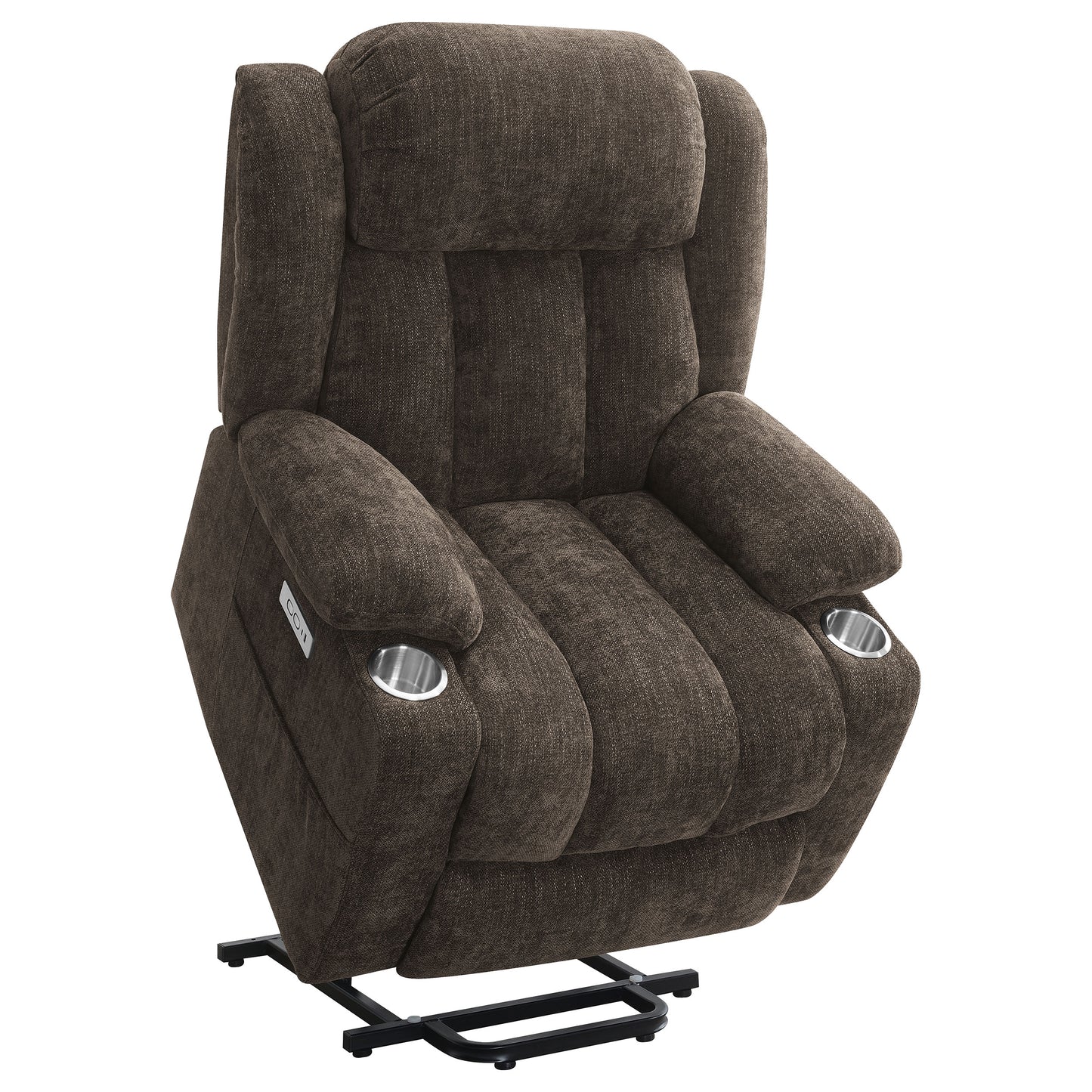 Houston Upholstered Power Lift Recliner Chair Dark Brown