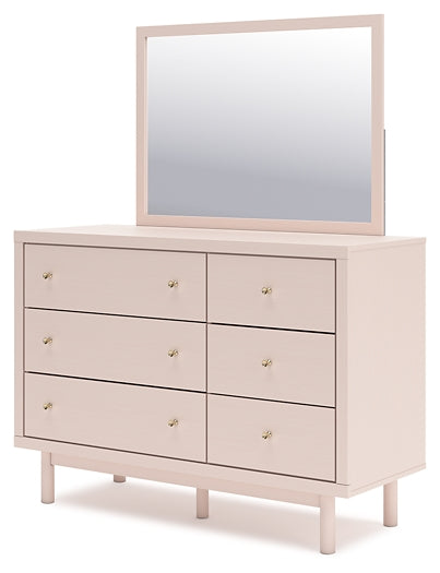 Wistenpine Full Upholstered Panel Bed with Mirrored Dresser, Chest and Nightstand