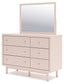 Wistenpine Twin Upholstered Panel Bed with Mirrored Dresser, Chest and 2 Nightstands