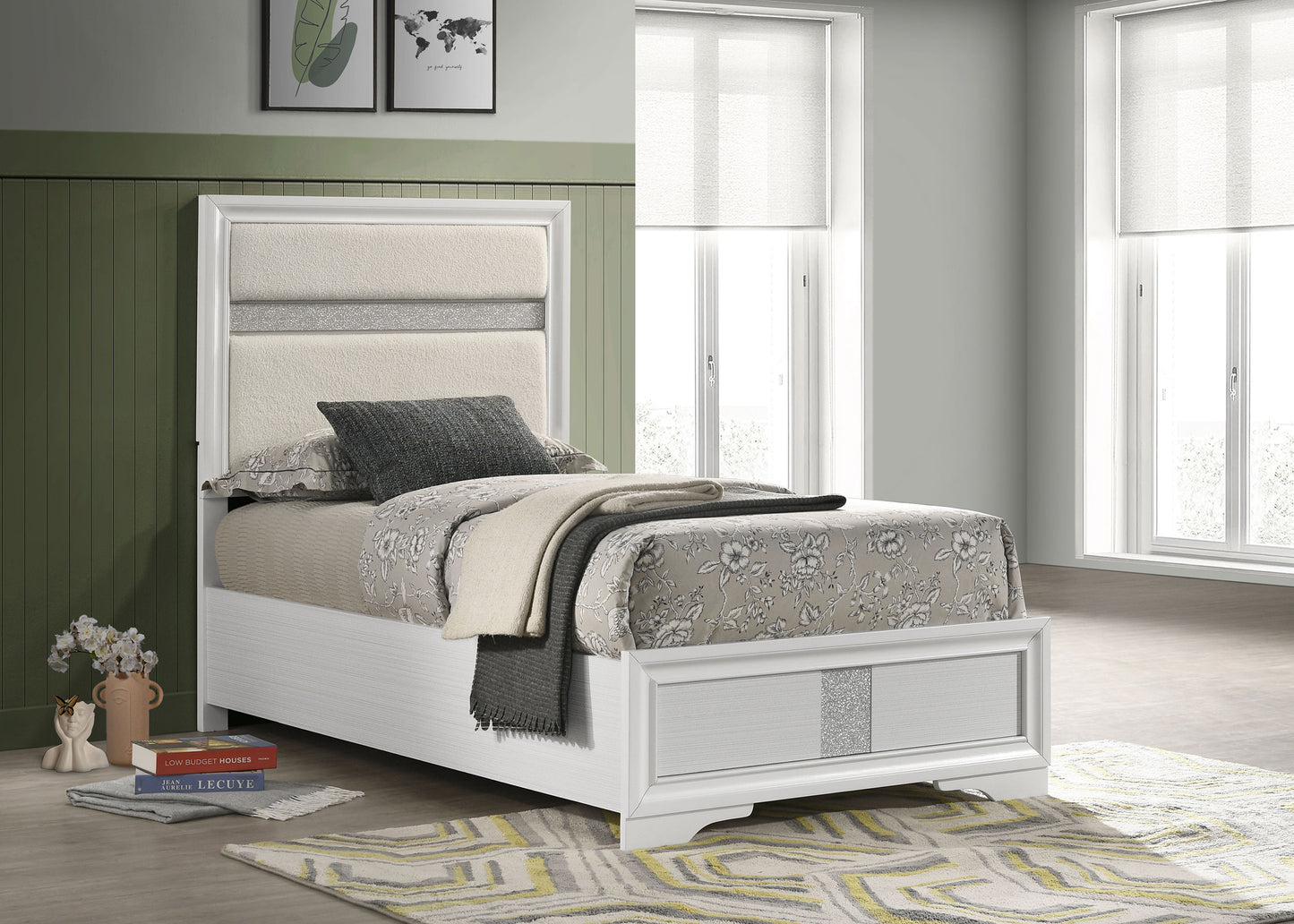 Miranda 54-inch Upholstered Twin Panel Bed White