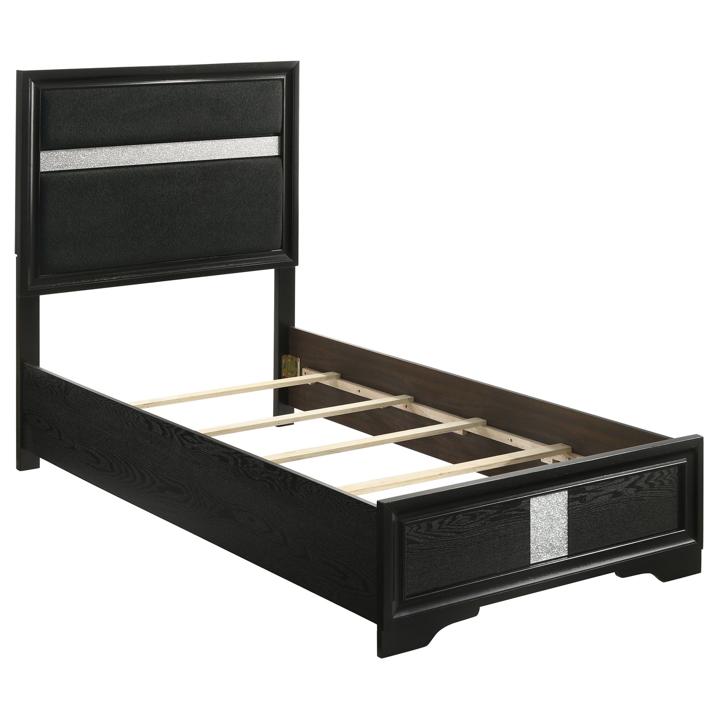 Miranda 54-inch Upholstered Twin Panel Bed Black