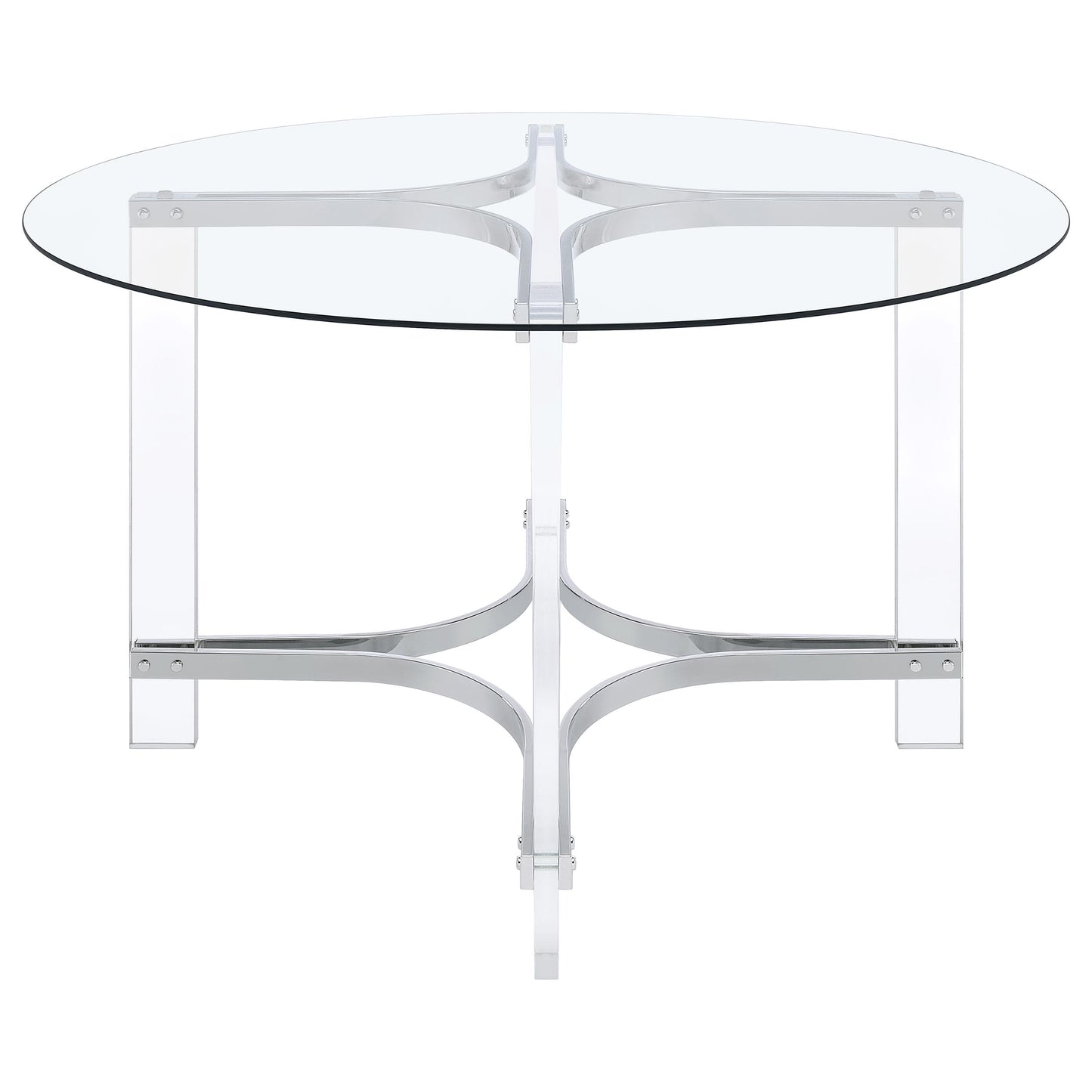 Keeling 47-inch Round Glass Top Acrylic Dining Table Chrome