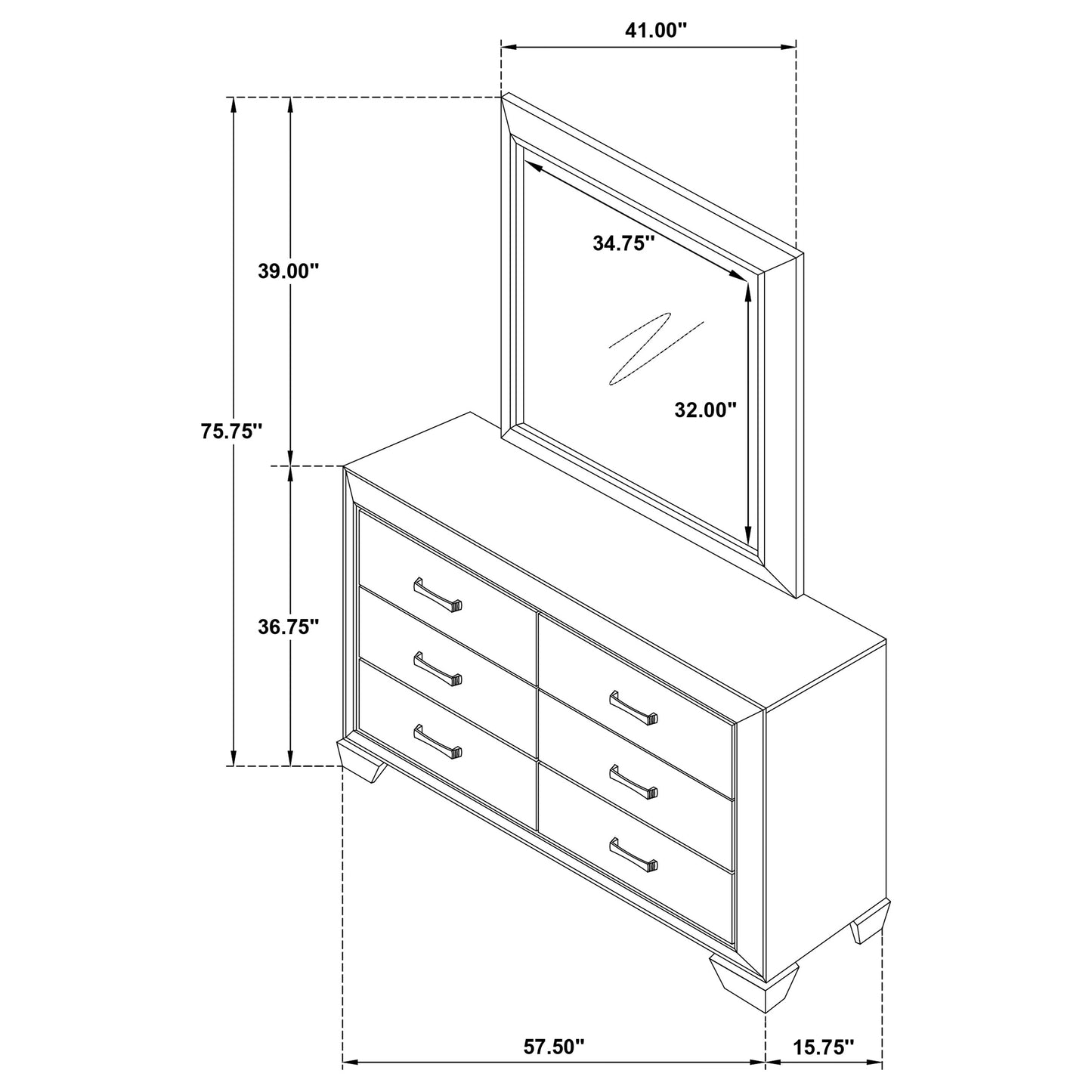 Kauffman 6-drawer Dresser with Mirror Dark Cocoa