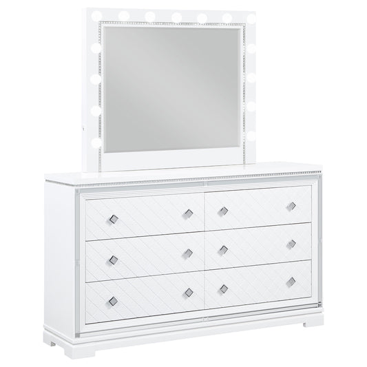 Eleanor 6-drawer Dresser with Mirror White