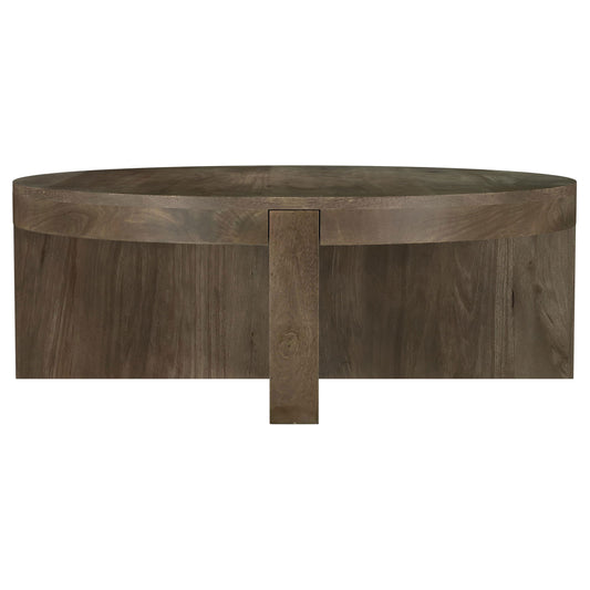 Kinkaid Round Solid Mango Wood Coffee Table Brown