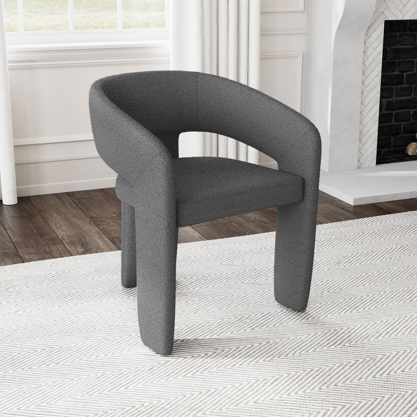 Eudora Boucle Upholstered Dining Arm Chair Grey (Set of 2)