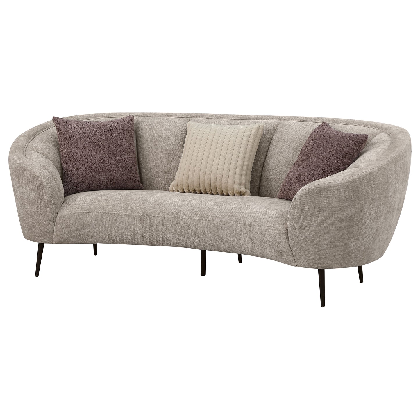 Ellorie Upholstered Channel Back Curved Sofa Beige