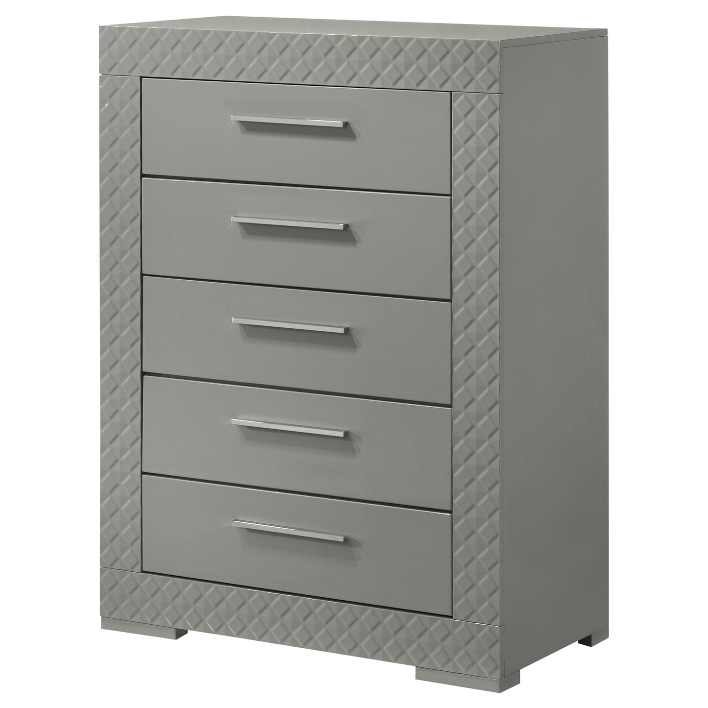 Ives 5-drawer Bedroom Chest of Drawers Grey High Gloss