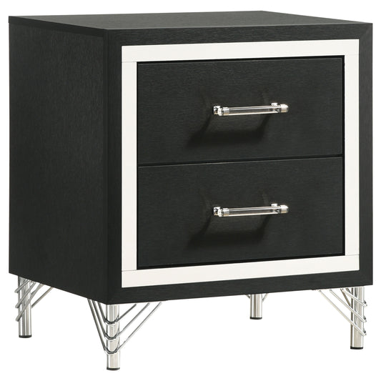 Lucia 2-drawer Nightstand Bedside Table Black