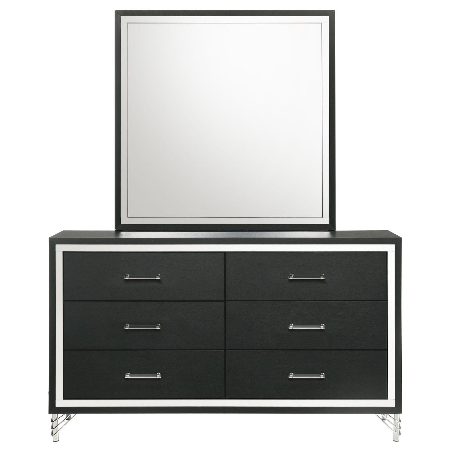 Lucia 6-drawer Dresser and Mirror Black