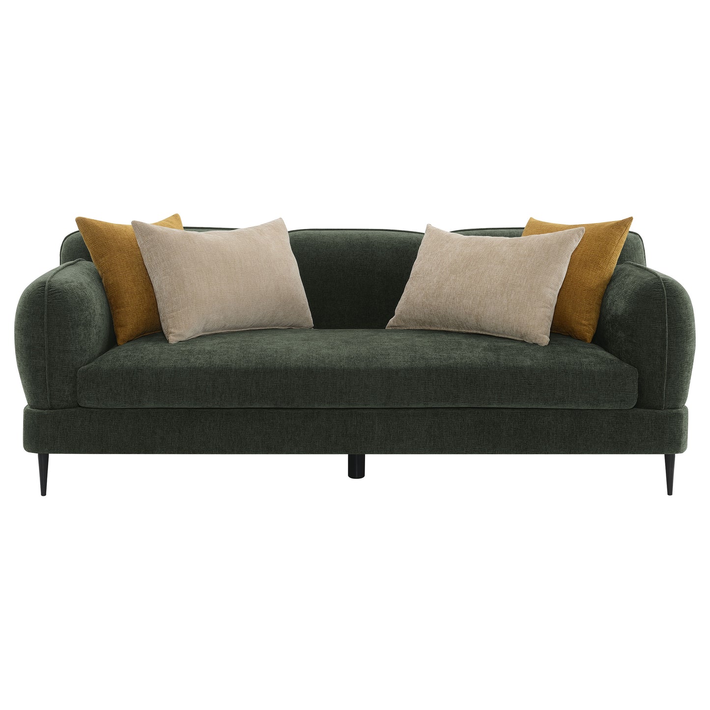 Jade Chenille Upholstered Modern Track Arm Sofa Green