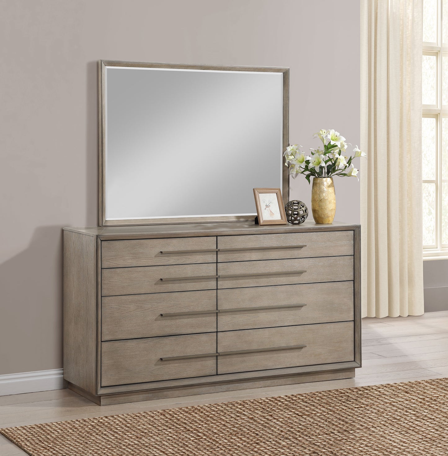 Durango 8-drawer Dresser and Mirror Washed Oak