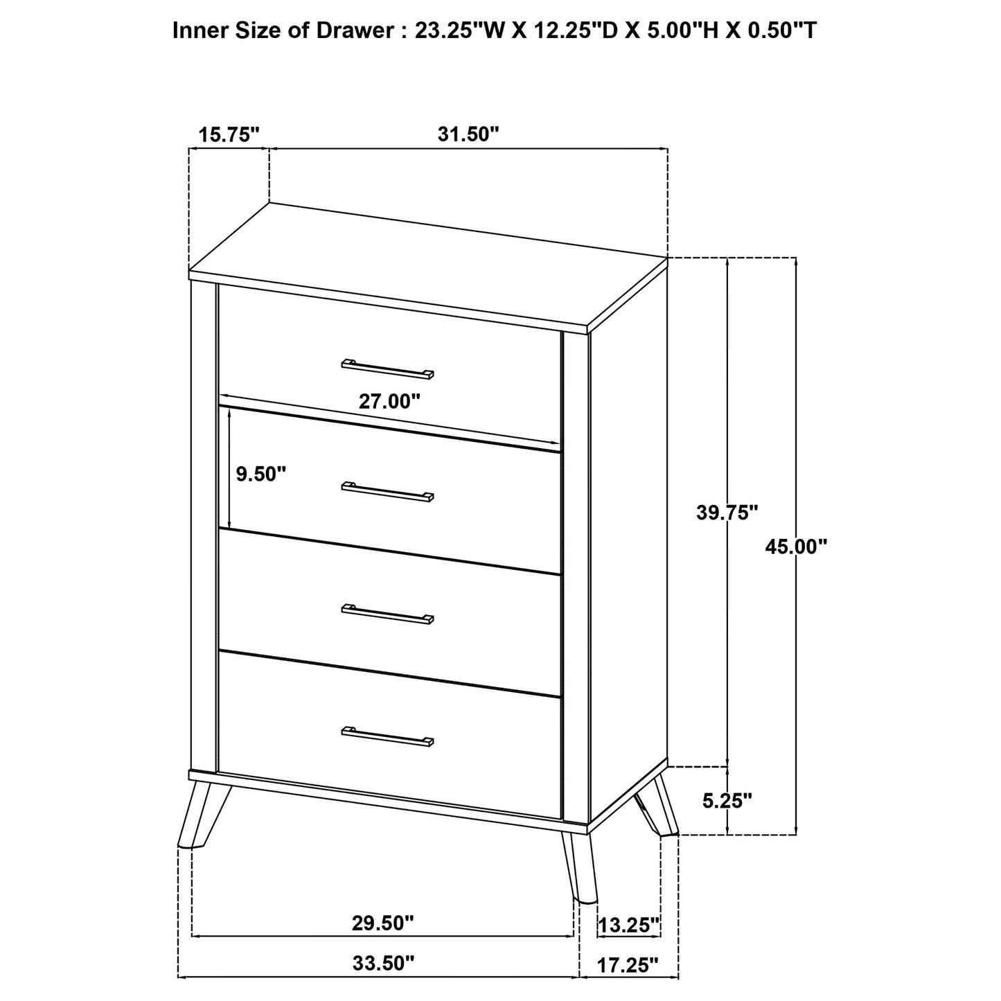 Kaywood 4-drawer Bedroom Chest of Drawers Natural Pine