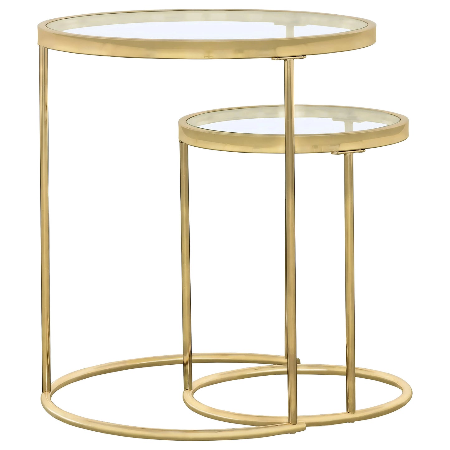 Maylin 2-piece Round Glass Top Nesting Table Set Gold