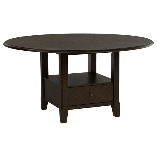 Twyla 60-inch Round Dining Table with Drawer Dark Cocoa