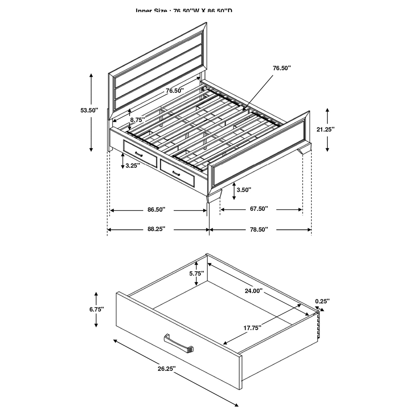 Kauffman Wood California King Storage Panel Bed Dark Cocoa