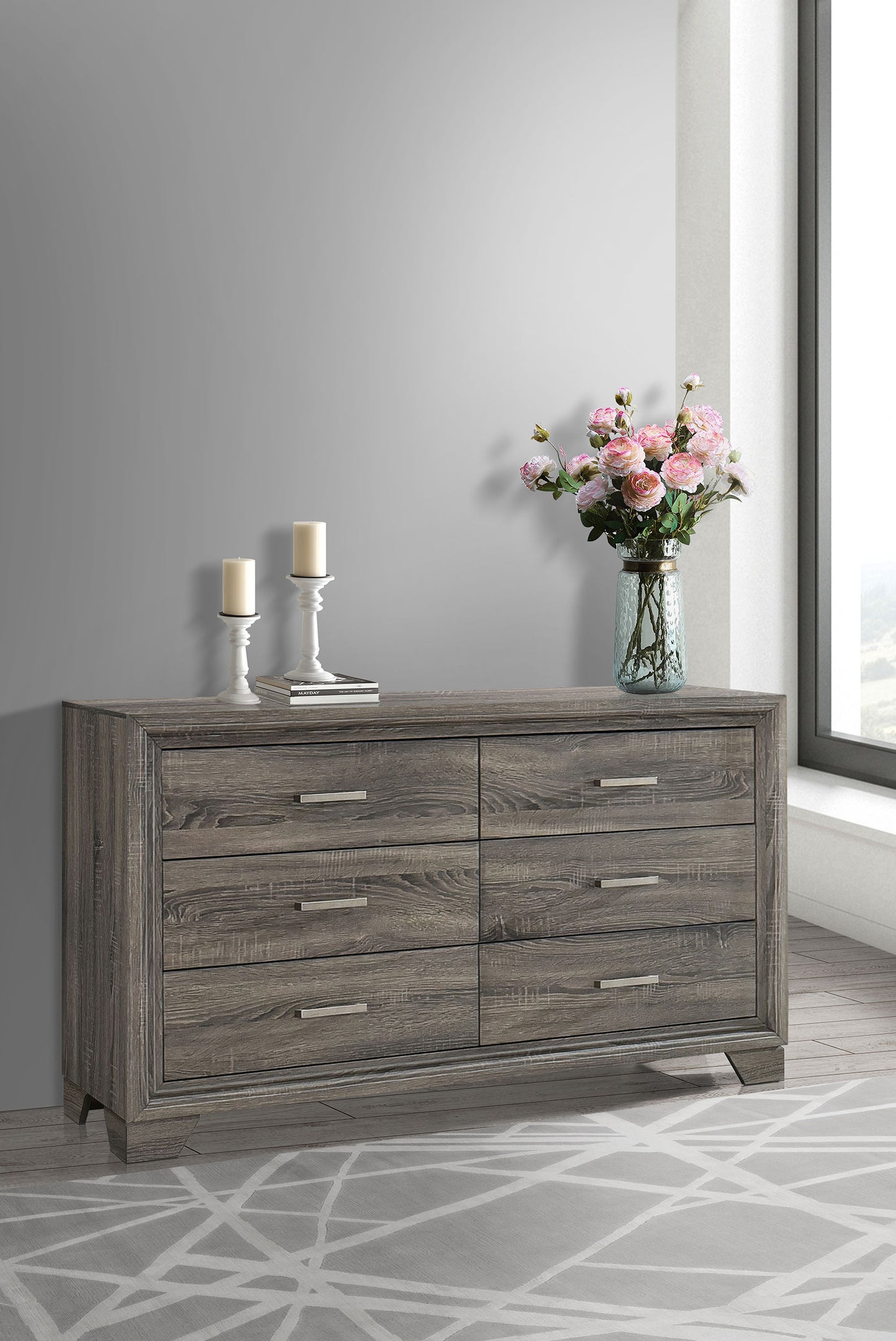 Wright 6-drawer Dresser Cabinet Brown Oak