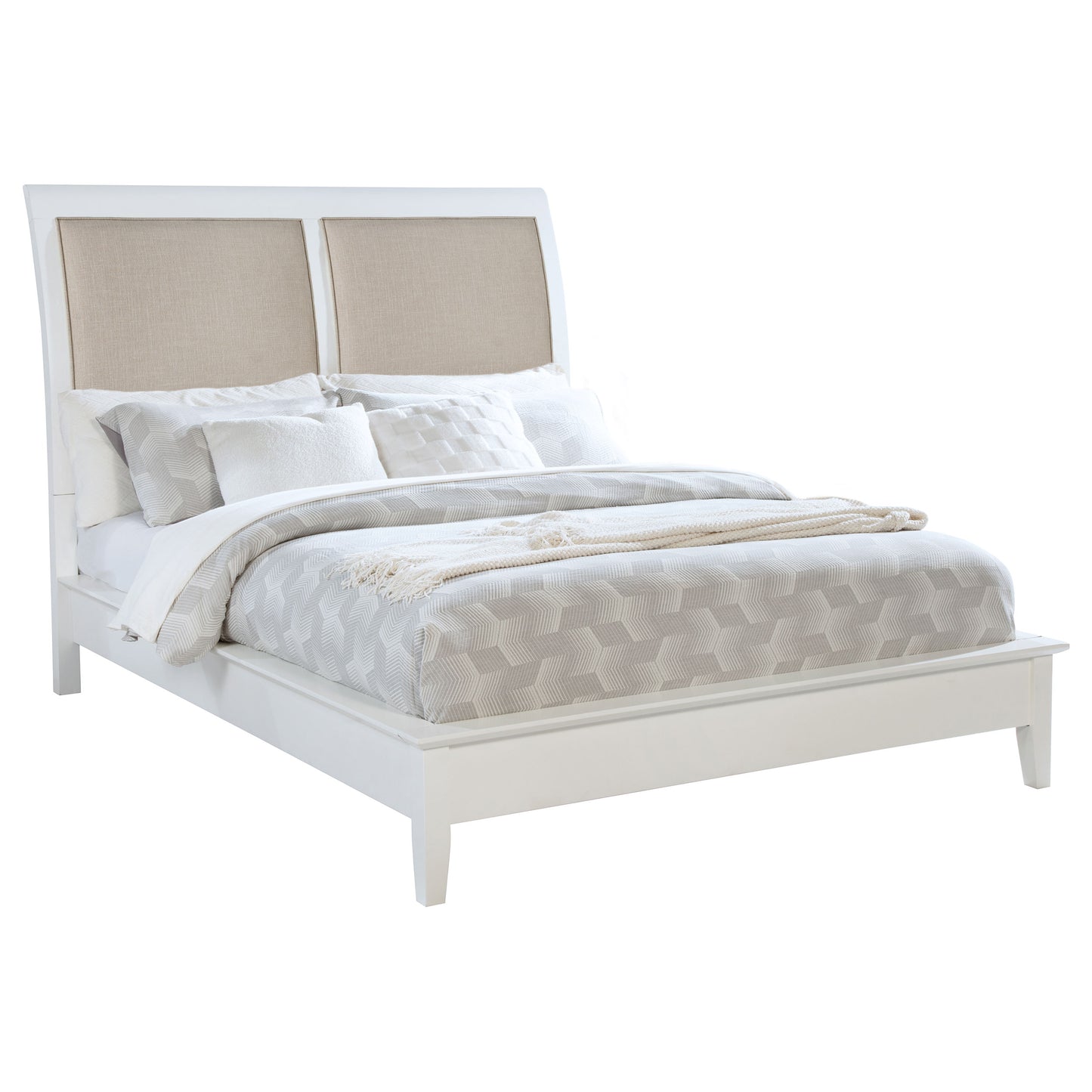 Bexhill 56-inch Upholstered Queen Panel Bed White