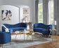 Sophia Upholstered Channel Tufted Barrel Accent Chair Blue