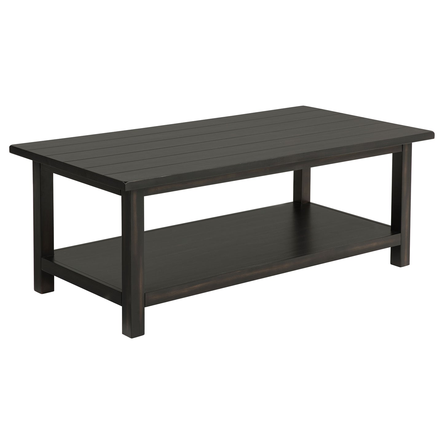 Payne Wood Coffee Table with Shelf Distressed Java